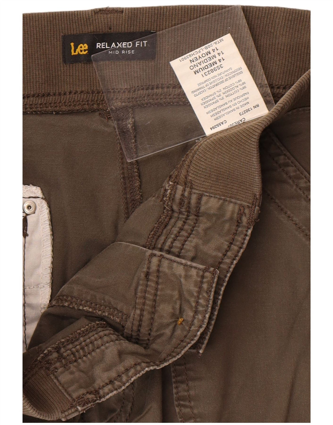 Pantaloni scurti cargo, cu talie medie, lee, pentru femei, US 14 XL W34, bumbac kaki