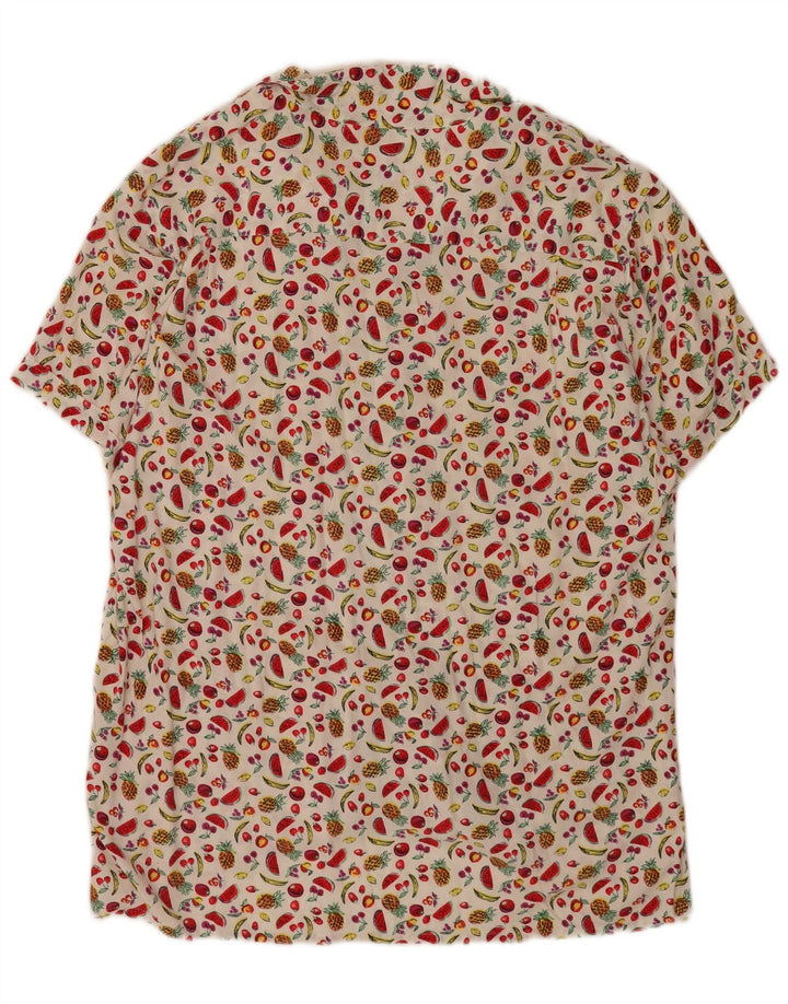 Cămașă cu mânecă scurtă pentru bărbați vintage cu model abstract, XL, albă