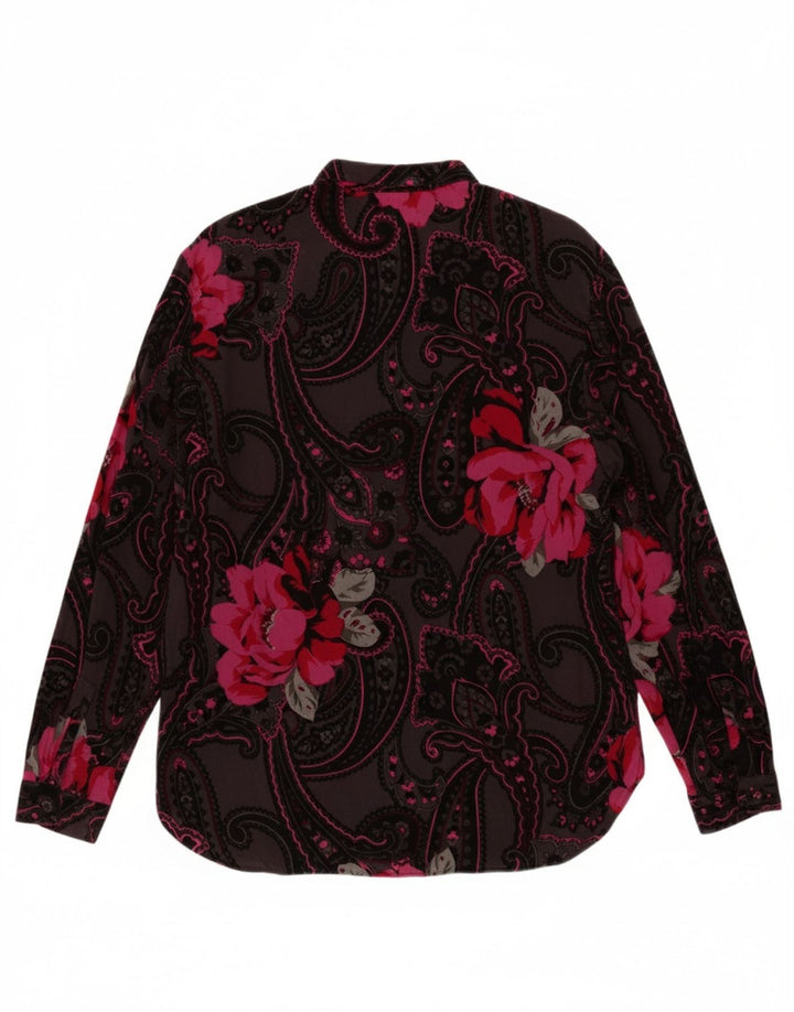 MONNALISA Womens Shirt Blouse UK 12 Medium Black Floral