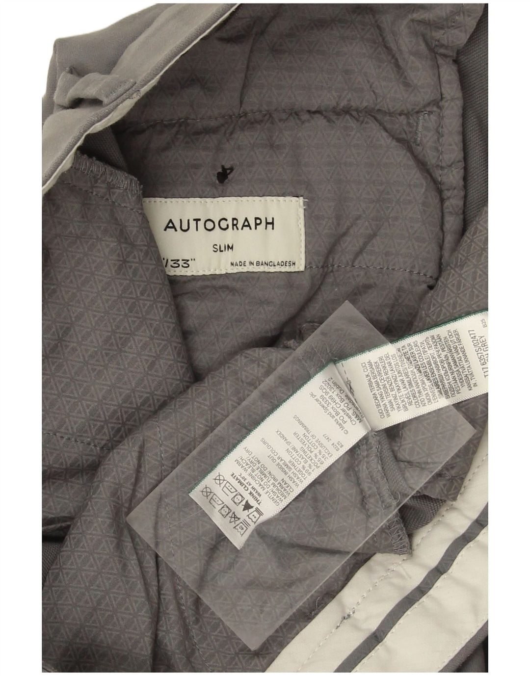 MARKS & SPENCER Pantaloni chino slim autograf pentru bărbați W32 L33 bumbac gri