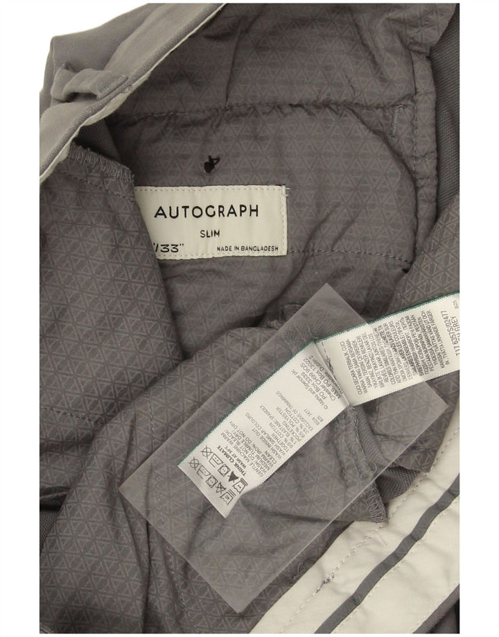 MARKS & SPENCER Pantaloni chino slim autograf pentru bărbați W32 L33 bumbac gri