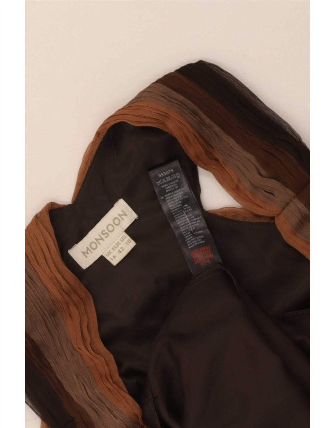 Rochie în formă de A pentru femei Monsoon UK 14, mare, maro, poliester