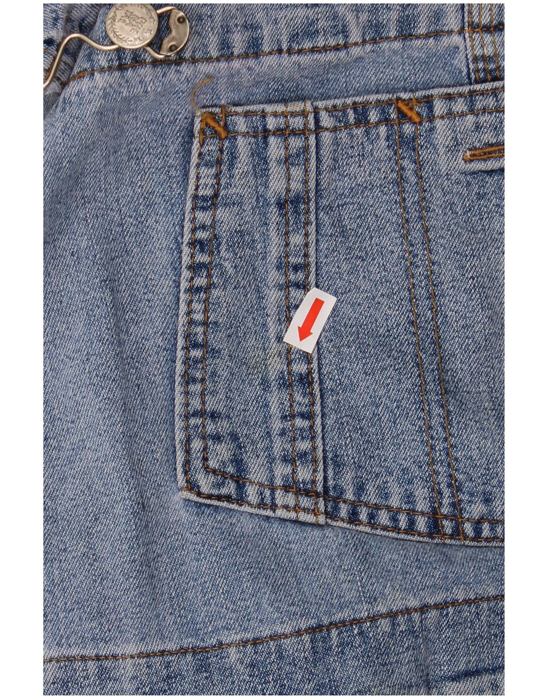 Salopete de maternitate vintage pentru femei, blugi mari W40 L30 bumbac albastru