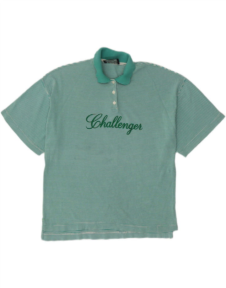 CHALLENGER Tricou polo supradimensionat pentru femei UK 14 Medium Turcoaz Pinstripe