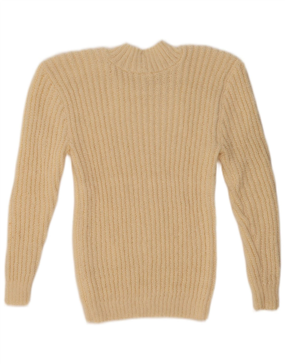 Pulover vintage cu gât țestoasă pentru femei UK 10 Small Beige