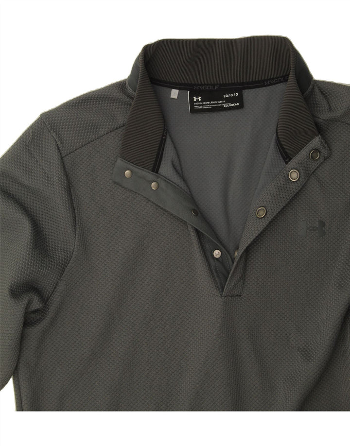UNDER ARMOUR Mens Button Neck Pullover Tracksuit Top Large Grey Polyester Vintage Under Armour and Second-Hand Under Armour from Messina Hembry 