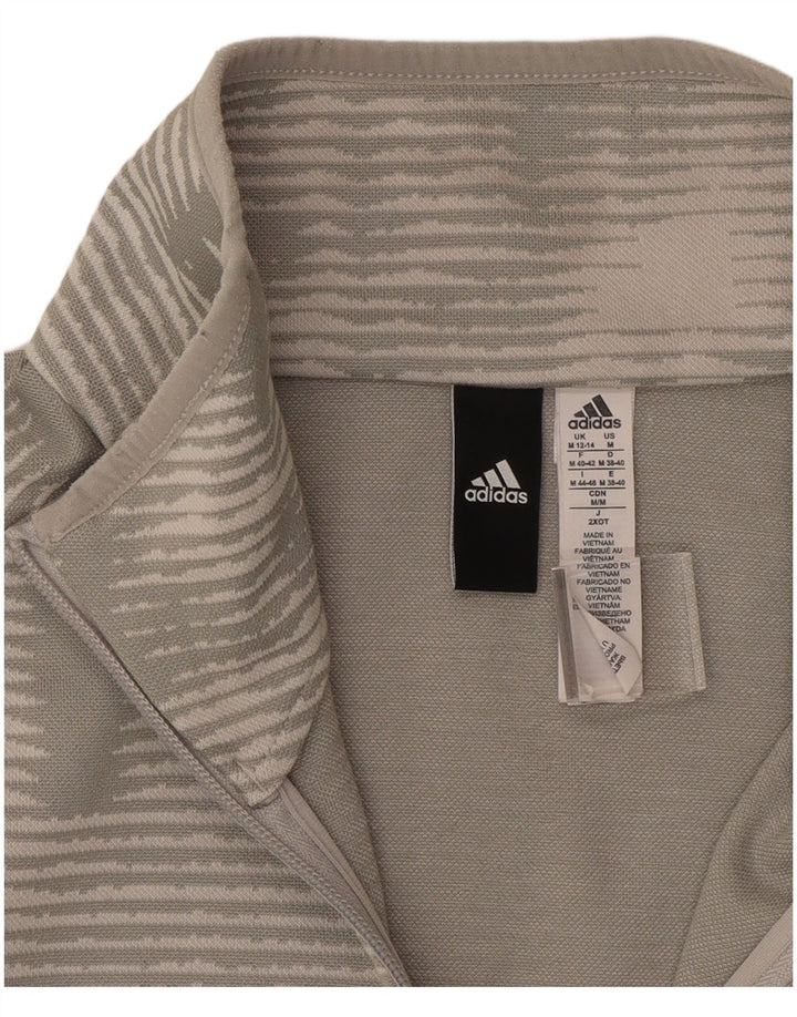 Jachetă de trening pentru femei ADIDAS UK 12/14 Poliester cu dungi gri mediu