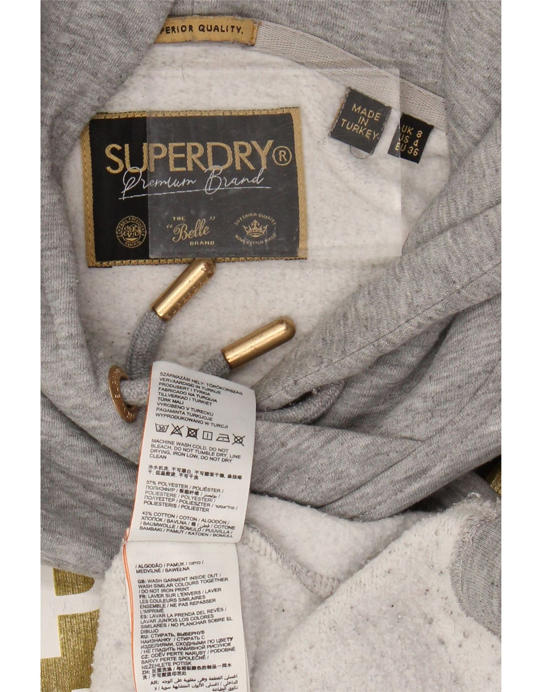 SUPERDRY Pulover oversized Crop Graphic pentru femei UK 8 Small Gri