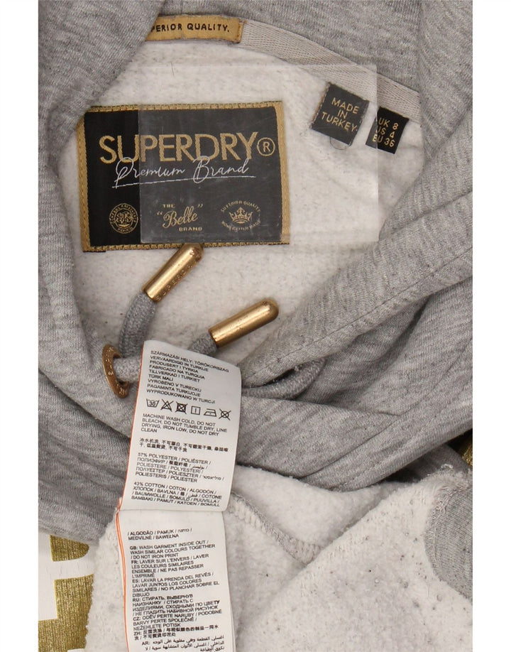 SUPERDRY Pulover oversized Crop Graphic pentru femei UK 8 Small Gri