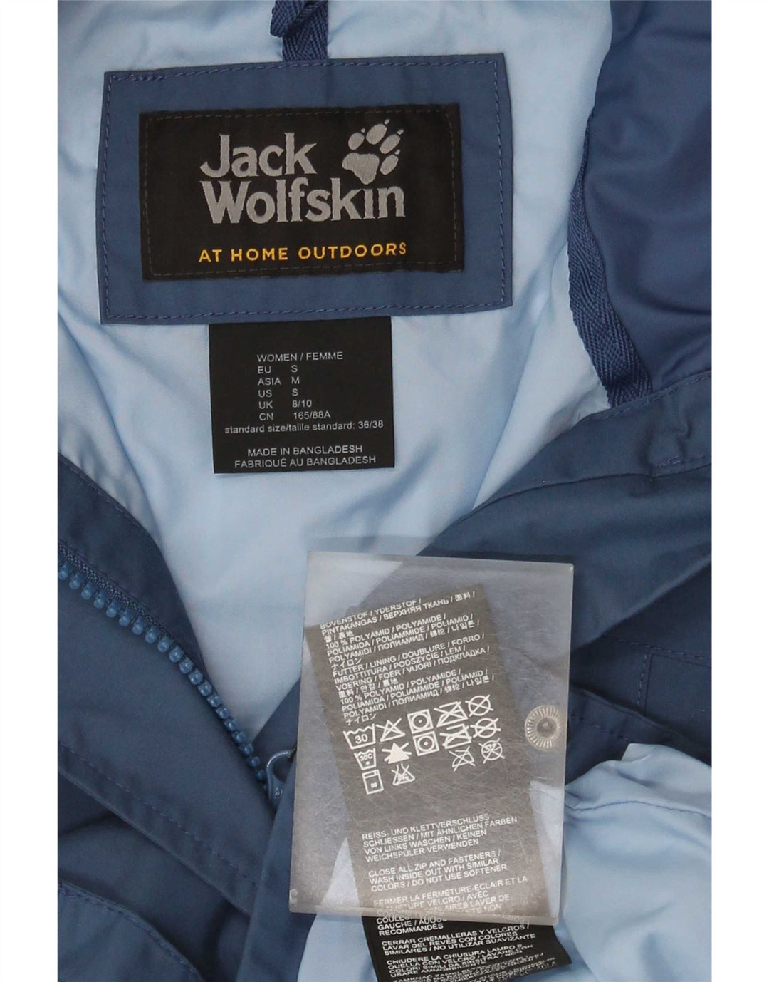 Jack Wolfskin haină de ploaie supradimensionată cu glugă pentru femei UK 8/10 Small Blue Polyamid