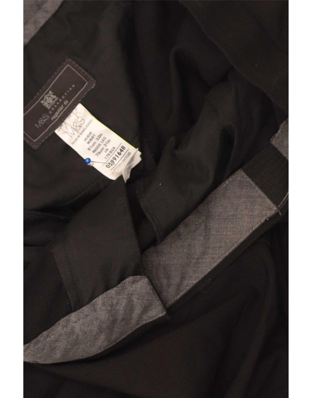 Marks & Spencer Pantaloni de costum pentru bărbați, drepti, cu croiala normală, L32 L31, negri