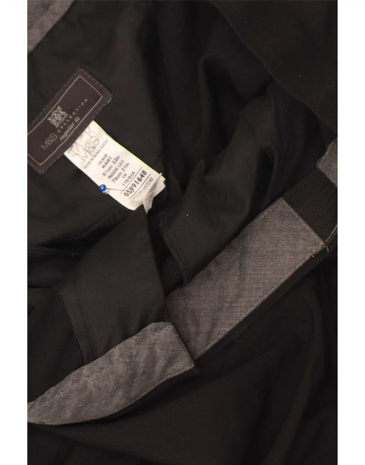 Marks & Spencer Pantaloni de costum pentru bărbați, drepti, cu croiala normală, L32 L31, negri