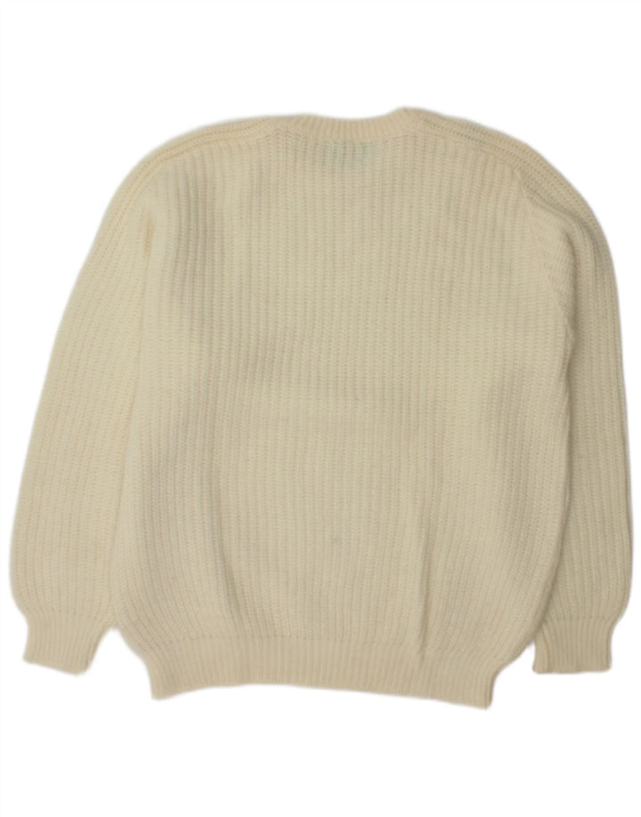 Pulover pentru bărbați Benetton, cu gât de barcă, XL, alb
