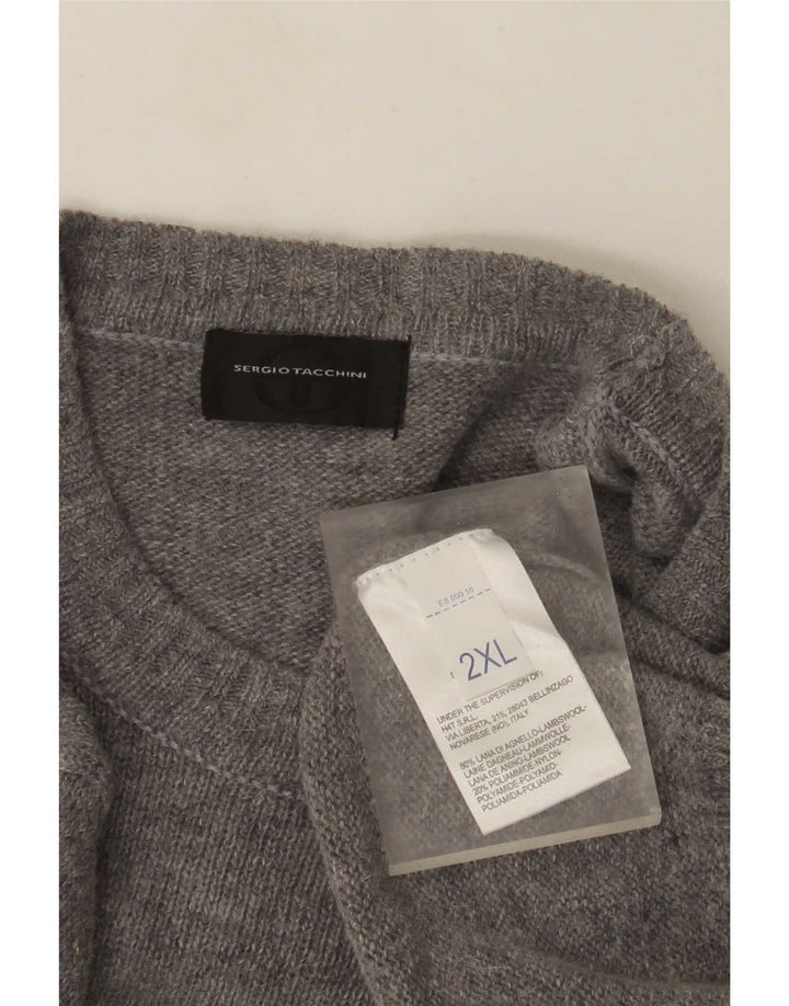 Sergio Tacchini Pulover pentru bărbați cu gât crew, 2XL, lână gri