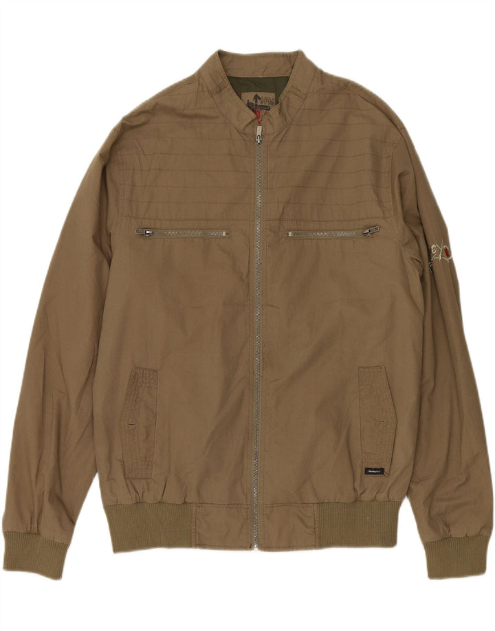 HURLEY Mens Bomber Jacket UK 42 XL Beige Vintage Hurley and Second-Hand Hurley from Messina Hembry 