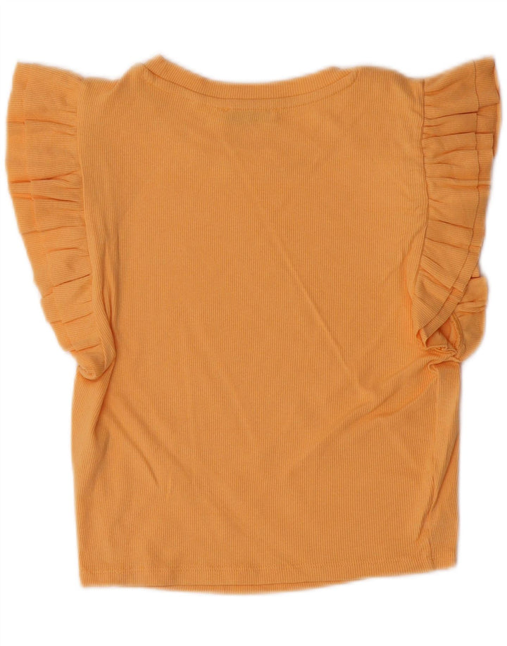 ZARA Womens Crop Blouse Top UK 14 Large Orange Cotton Vintage Zara and Second-Hand Zara from Messina Hembry 