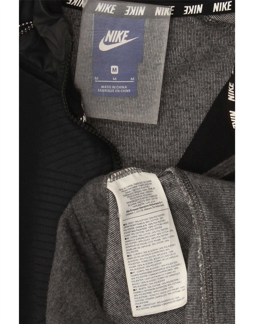 Pulover Nike pentru bărbați, cu fermoar, din bumbac color bloc, gri mediu