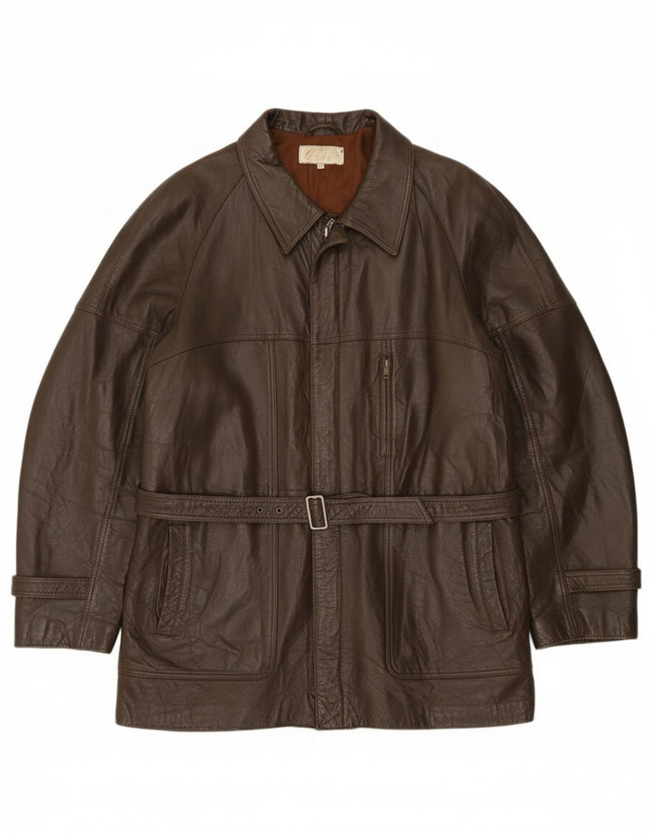 Jachetă din piele vintage pentru bărbați IT 52 XL din piele maro