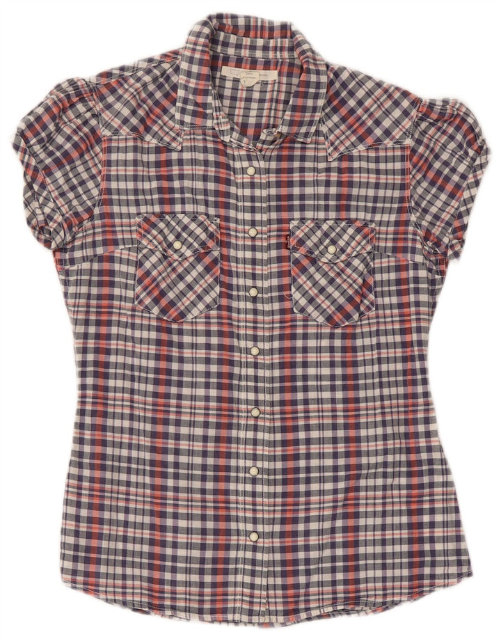 Cămașă cu mânecă scurtă Levi's pentru femei UK 10, bumbac cu carouri multicolore mici