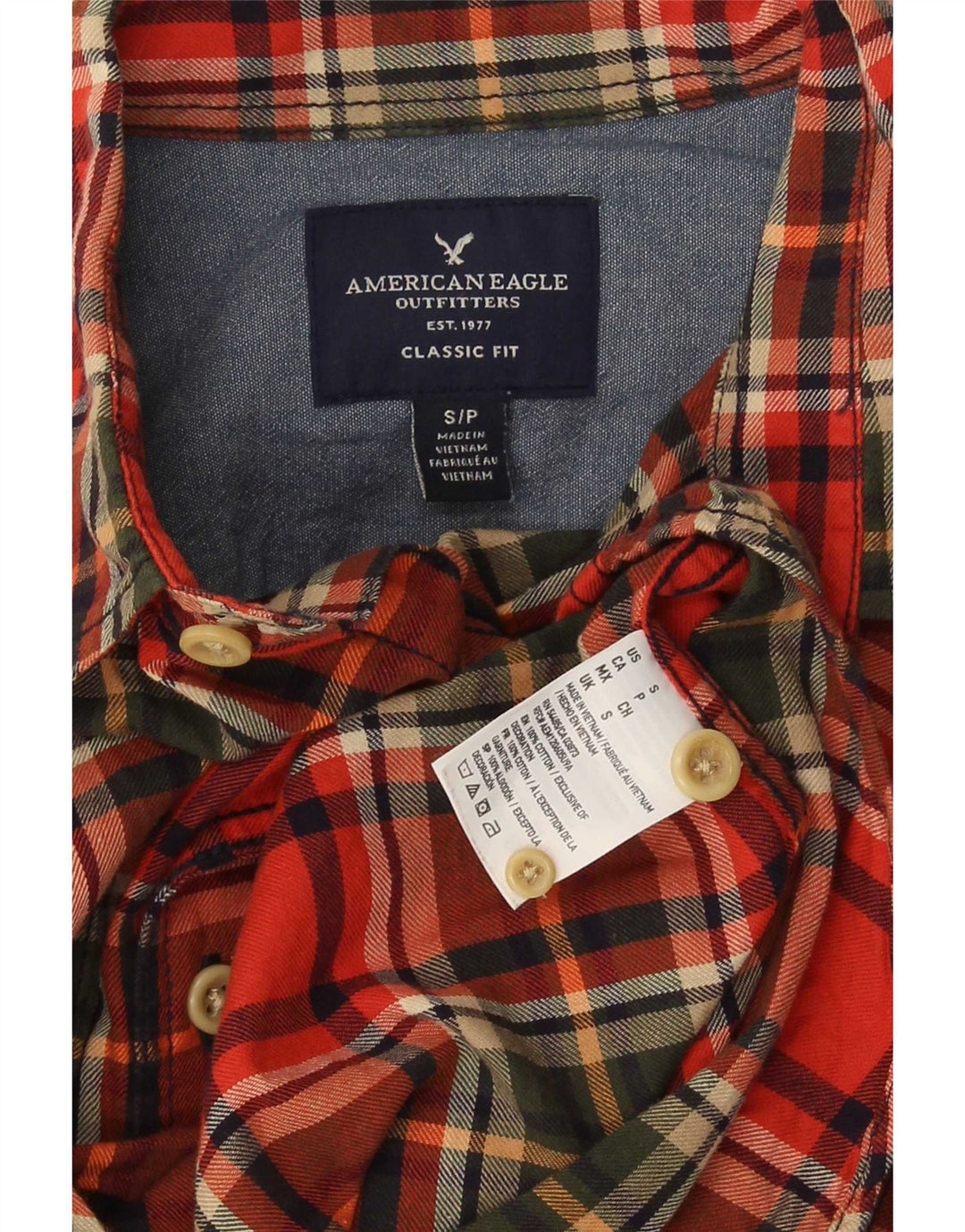 Cămașă de flanel pentru bărbați American Eagle Outfitters, roșu mic