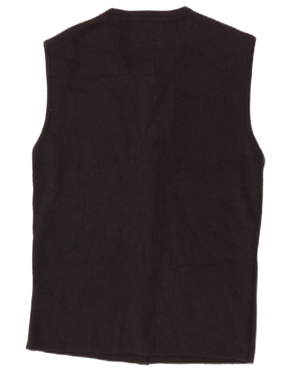 Zara Womens Sleeveless Cardigan Sweater UK 14 Large Black Acrylic