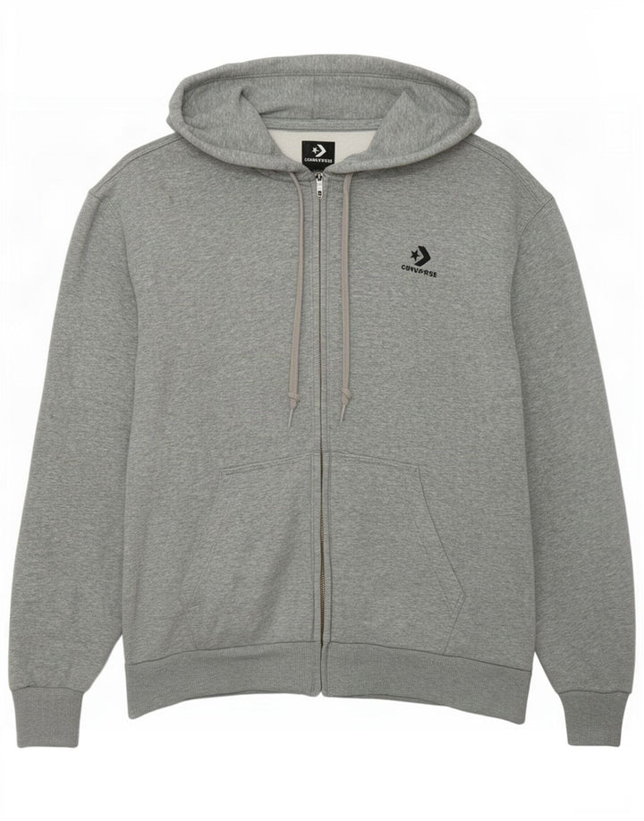 Pulover Converse pentru femei, cu fermoar, cu capota, UK 14, bumbac cu pete gri mediu