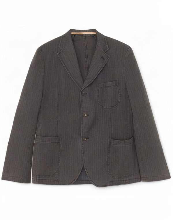 Jachetă vintage pentru bărbați cu 3 nasturi IT 52 XL bumbac cu dungi gri