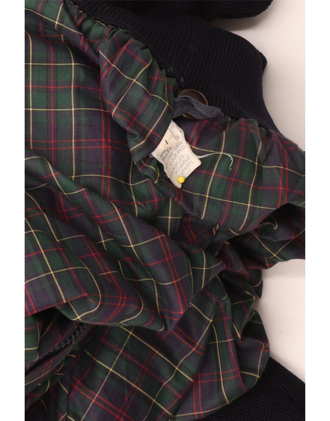 Jachetă Bomber Vintage pentru bărbați din tricot UK 40 mare, lână neagră