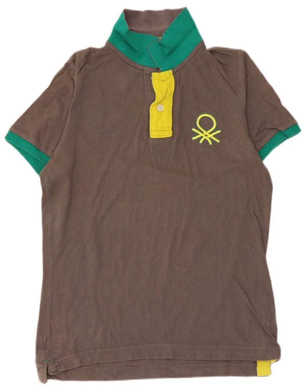 Tricou polo BENETTON pentru bărbați, bumbac gri mediu