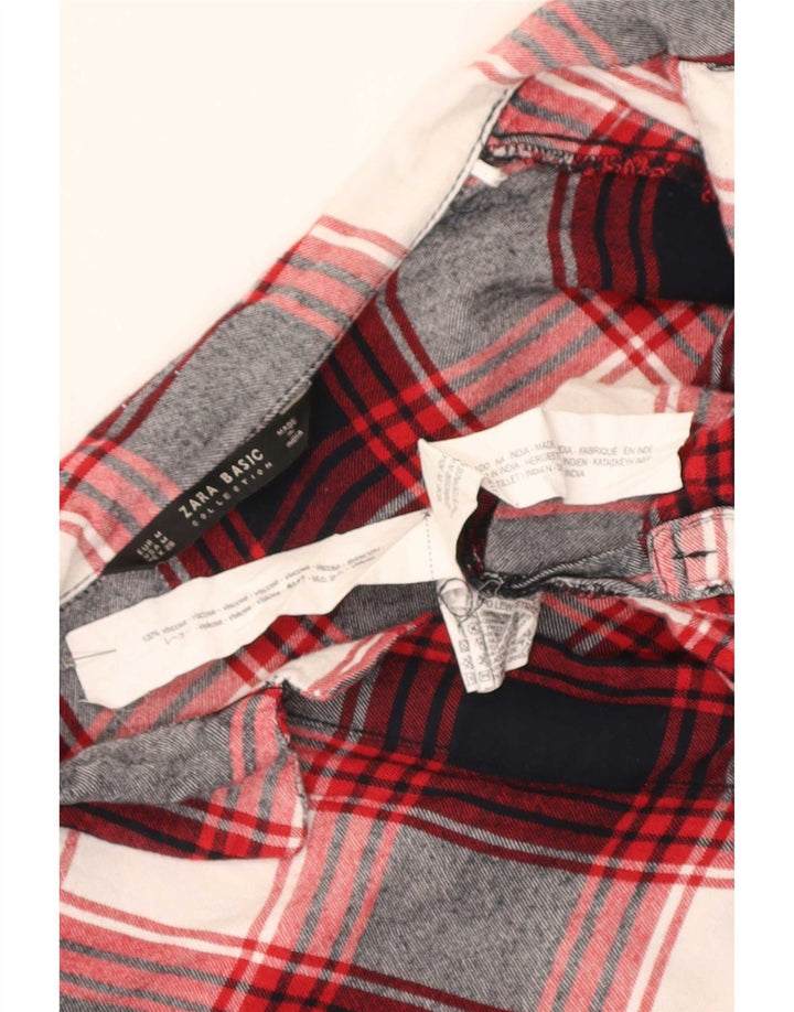 Cămașă de flanel pulover pentru femei Zara UK 14 Medium Red Check Viscose
