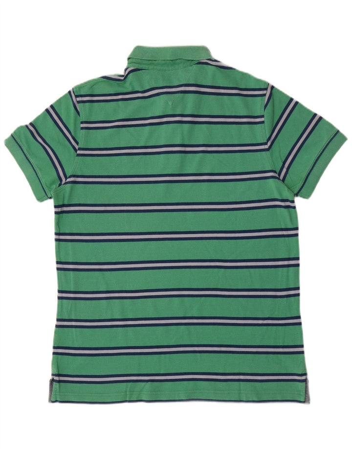 Tricou polo Tommy Hilfiger, personalizat, cu dungi verzi medii