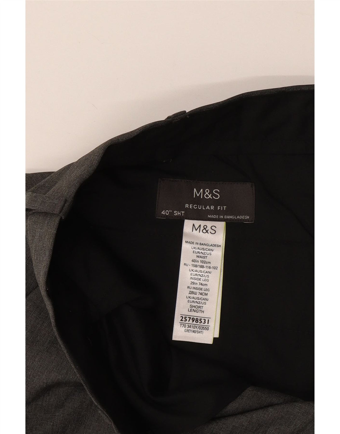 Marks & Spencer Pantaloni de costum scurt pentru bărbați L40 L30 Gri poliester