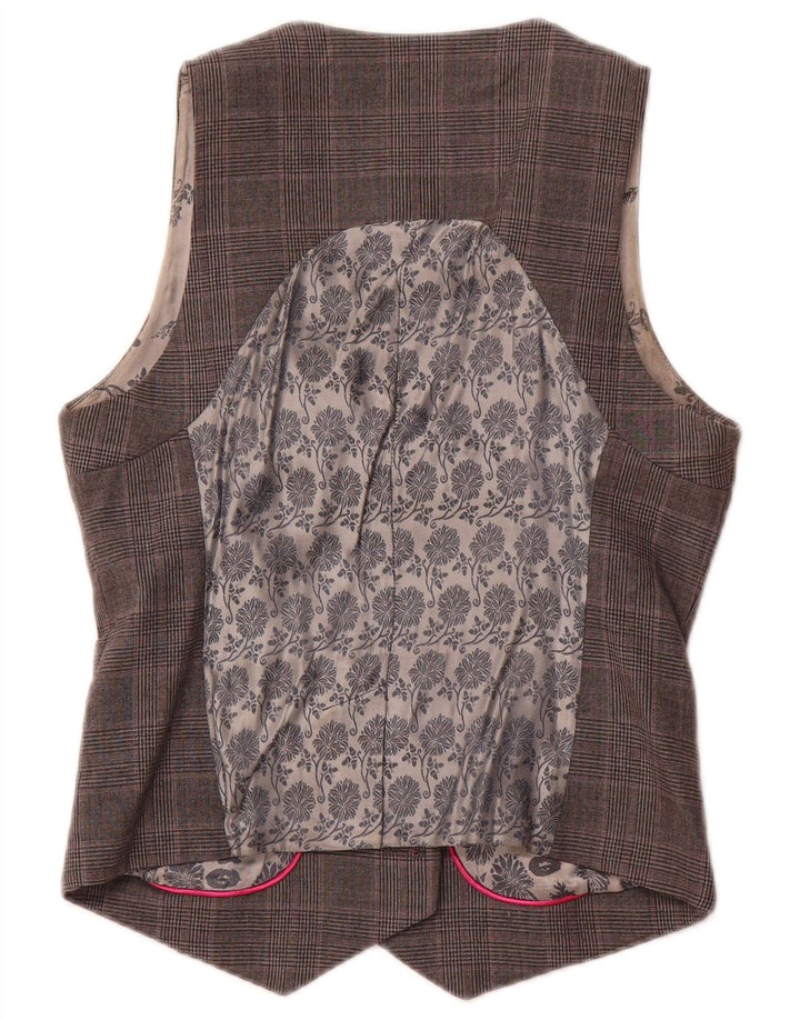 Gilet dublu pentru femei TED BAKER Mărimea 2 Lână mică, gri cu carouri