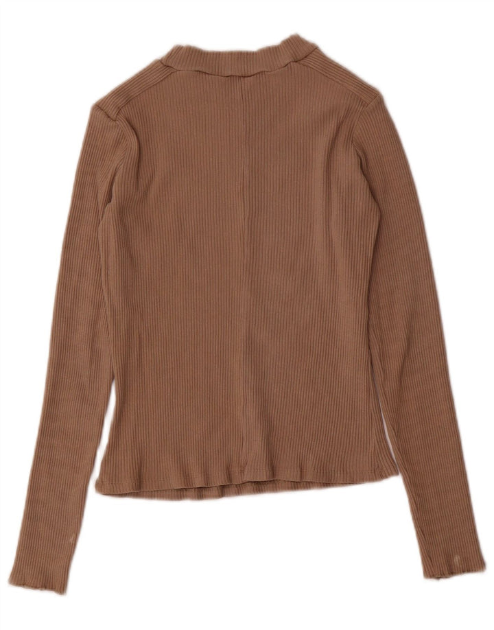 ZARA Womens Top Long Sleeve UK 14 Large Beige