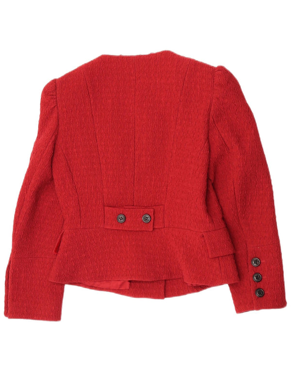 Jachetă Karen Millen pentru femei Crop Blazer UK 12 Medium Burgundy Poliamidă