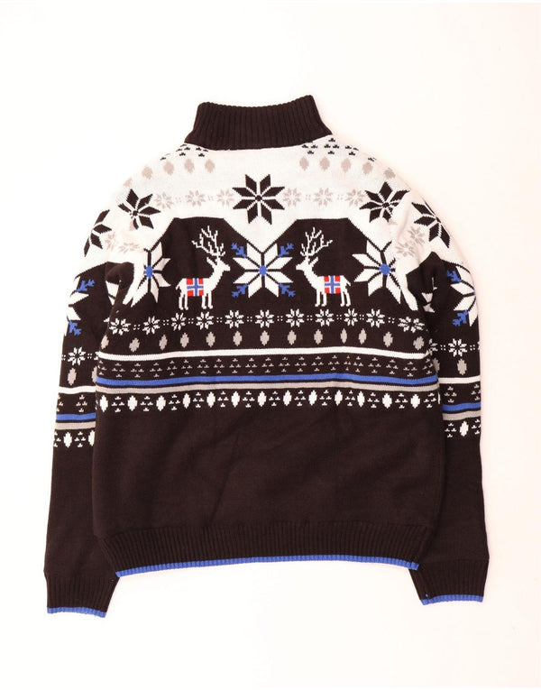 Pulover Nebulus pentru bărbați Sherpa cu fermoar și gât UK 42 Large Black Fair Isle
