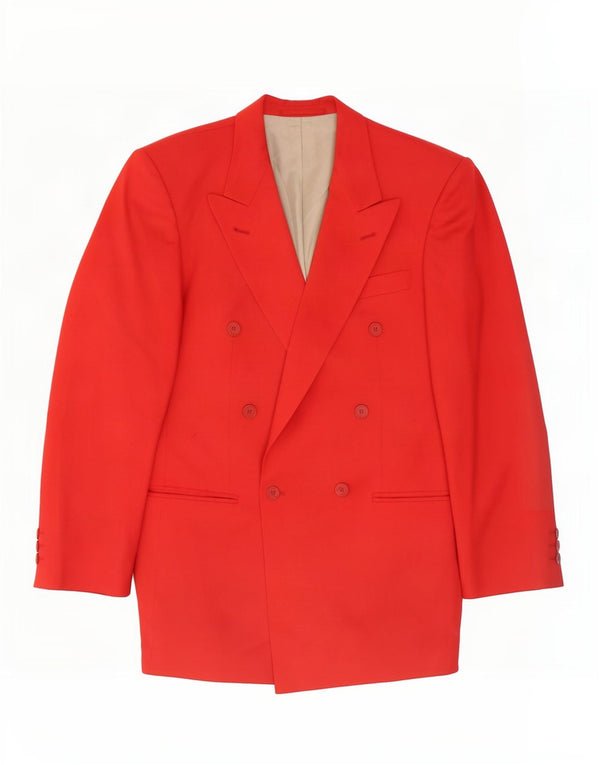 Jachetă Blazer Vintage pentru bărbați la dublu piept IT 48 Medium Red Lână nouă