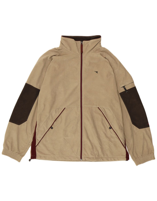 Jachetă de trening din velur Diadora pentru bărbați UK 48 2XL Bej Colorblock