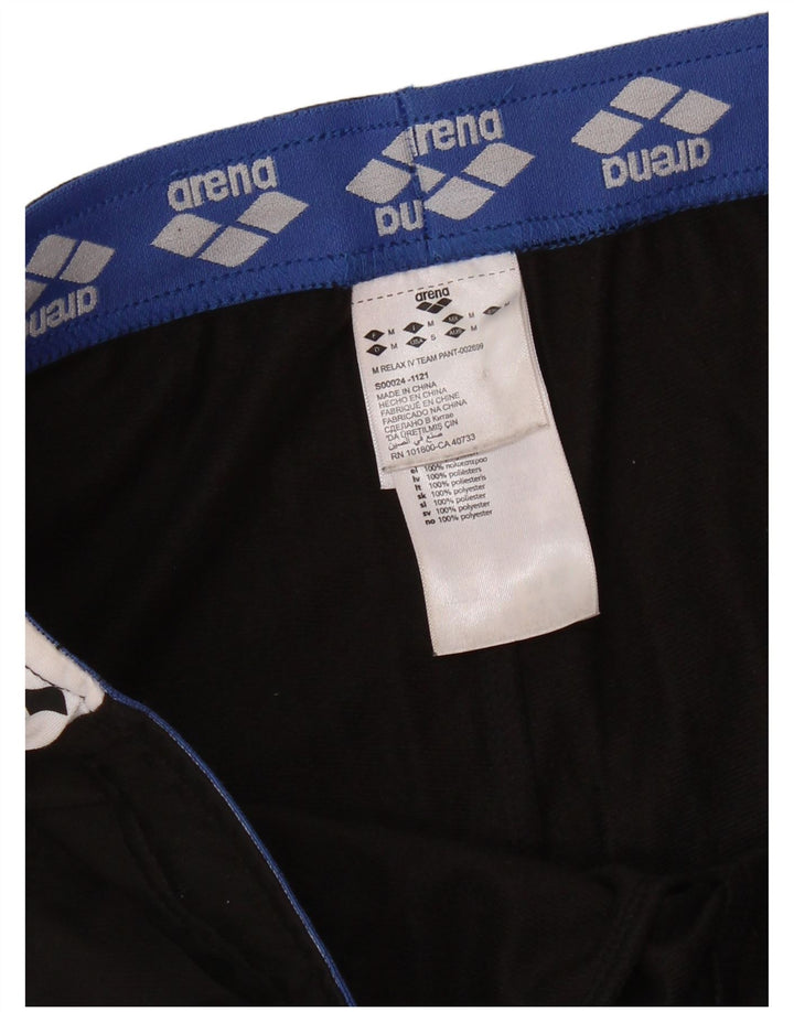 Pantaloni de trening grafic pentru bărbați ARENA, negru mediu, poliester bloc de culoare