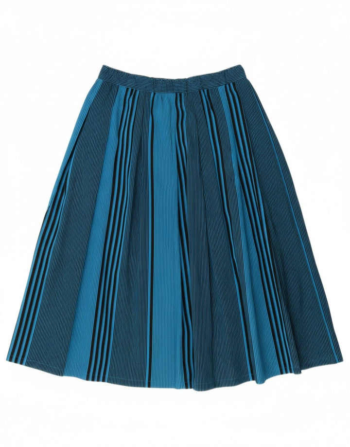 Fusta plisată pentru femei VINTAGE IT 44 Medium W32 Poliester cu dungi albastre