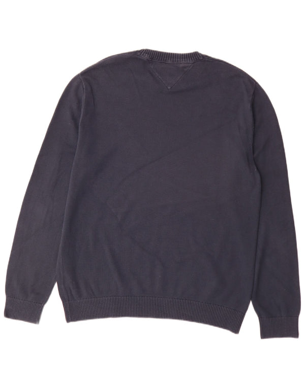 Pulover Tommy Hilfiger pentru bărbați, cu gât crew, bumbac mare, albastru bleumarin