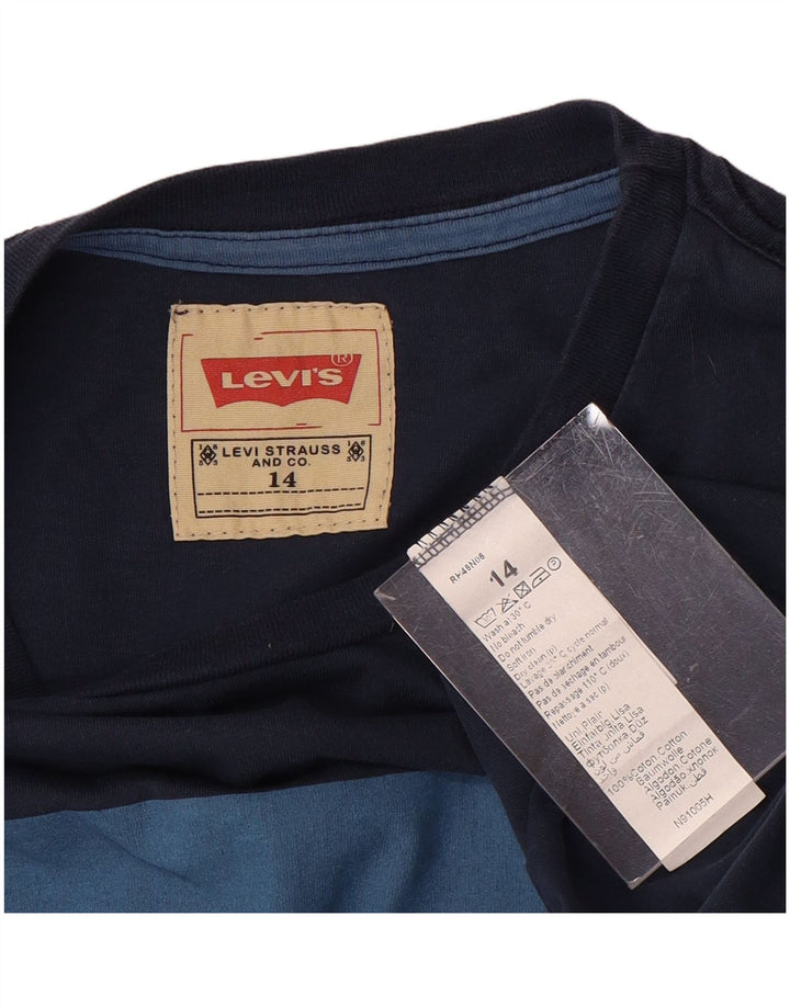 Bluză cu grafică Levi's pentru băieți, cu mânecă lungă, 13-14 ani, bumbac bleumarin