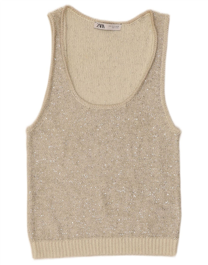 Vesta din tricot pentru femei Zara UK 12 Medium Gri Poliester