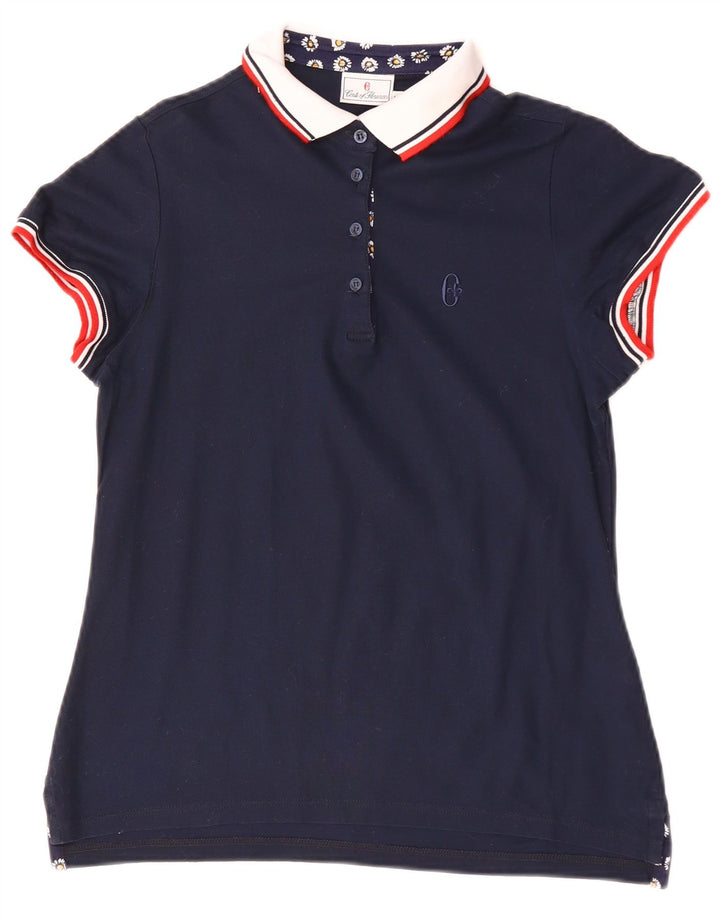 Tricou polo pentru femei Conte of Florence UK 12 mediu din bumbac bleumarin