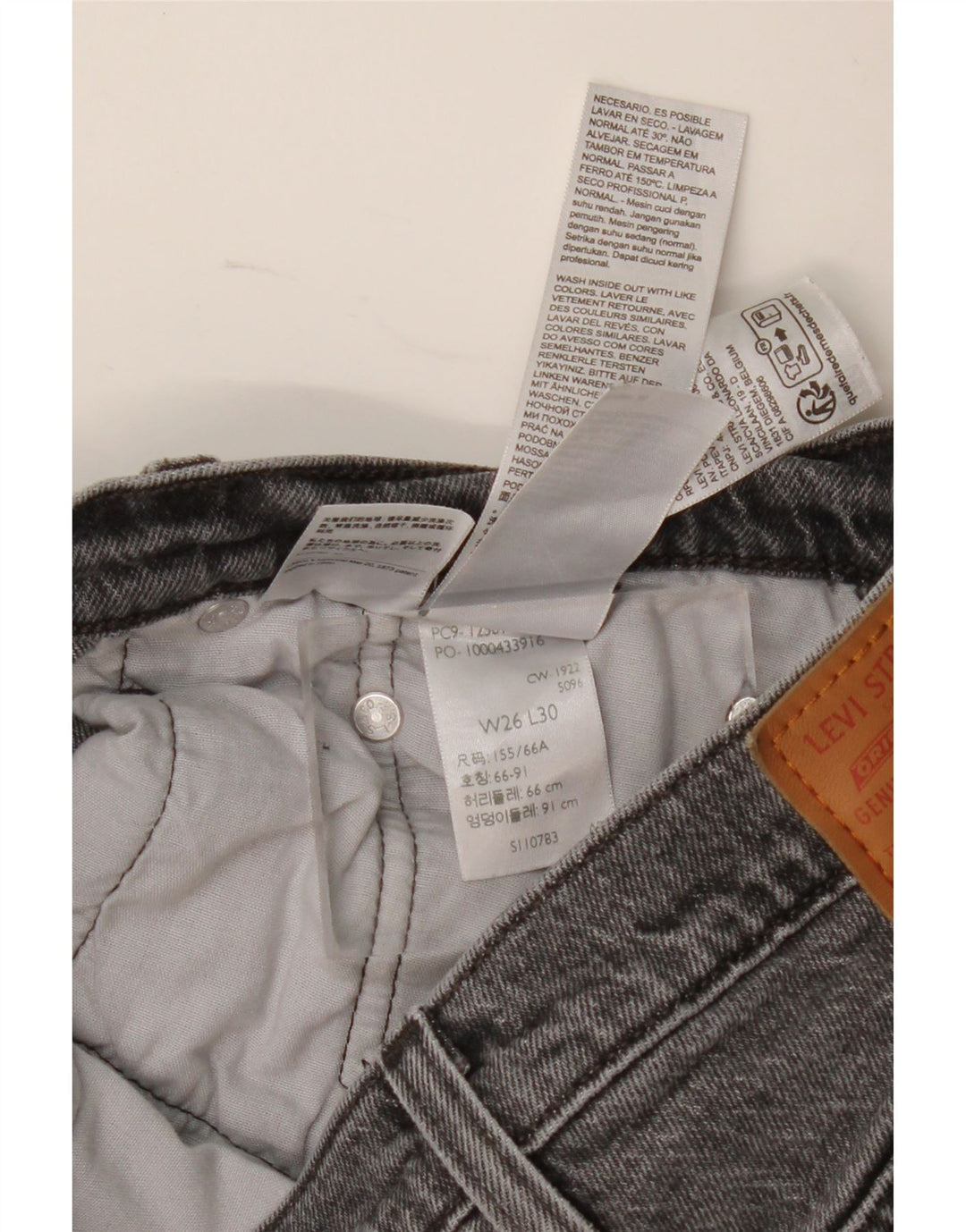 Blugi drepti pentru femei Levi's 501 W26 L30 bumbac gri