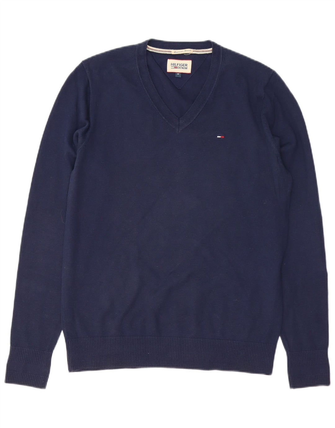 TOMMY HILFIGER Pulover cu decolteu în V pentru bărbați, bumbac mediu albastru bleumarin