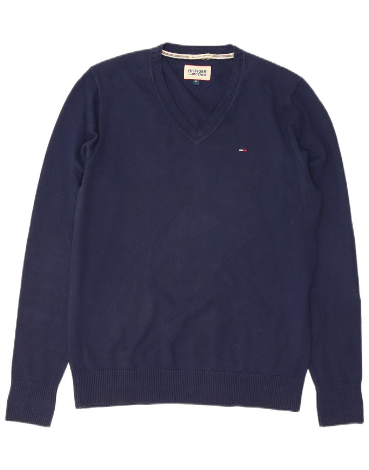 TOMMY HILFIGER Pulover cu decolteu în V pentru bărbați, bumbac mediu albastru bleumarin