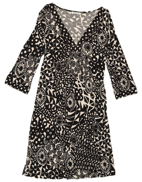 Rochie A-Line pentru femei Marella cu mâneci 3/4 UK 12 Medium Negru Geometric