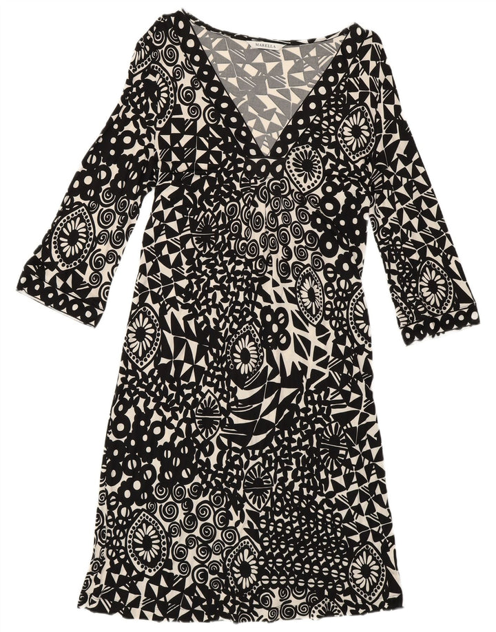 Rochie A-Line pentru femei Marella cu mâneci 3/4 UK 12 Medium Negru Geometric