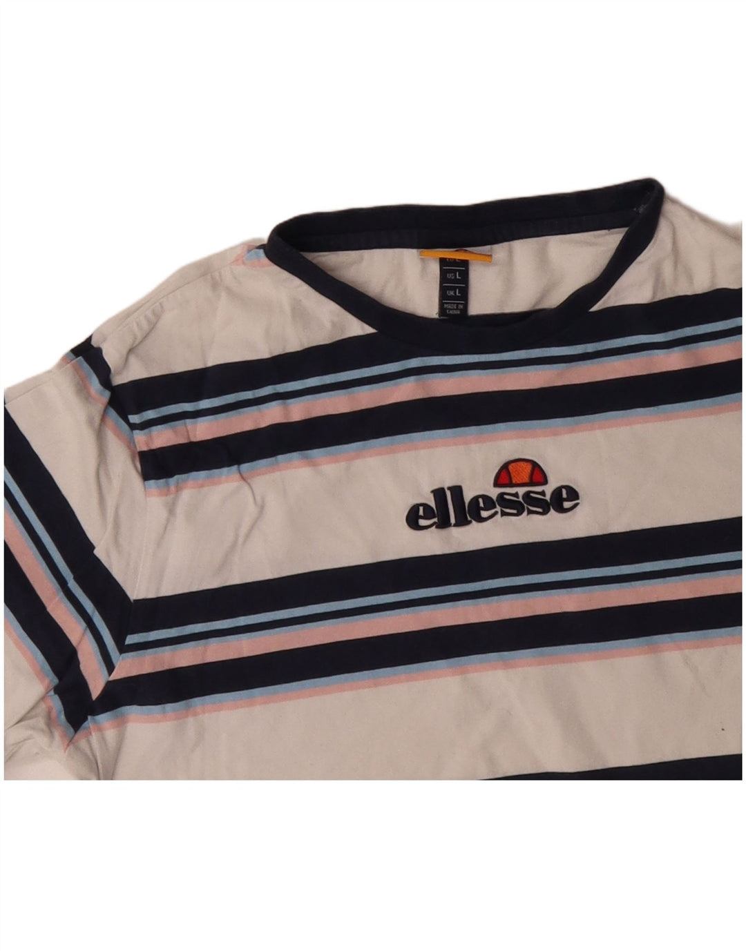 Tricou cu grafic pentru femei ELLESSE Top UK 16 mare, bumbac cu dungi albe